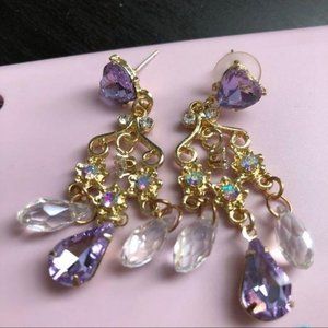 Handmade purple crystal earrings